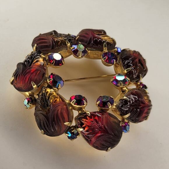 Beautiful Vintage Juliana Strawberry Rhinestone Brooch - Picture 2 of 10